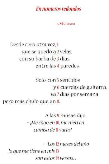 En n&uacute;meros redondos, poema visual